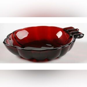 Vintage Leaf Shape Glass Ashtray by‎ Anchor Hocking in Royal Ruby Red
